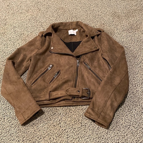 Lush Faux Suede Brown Jacket Size Small in Like New Condition - Picture 1 of 9